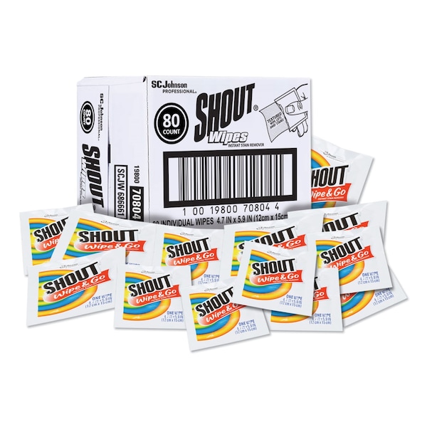 Shout Wipe and Go Instant Stain Remover, 4.7 x 5.9, PK80 686661 - main